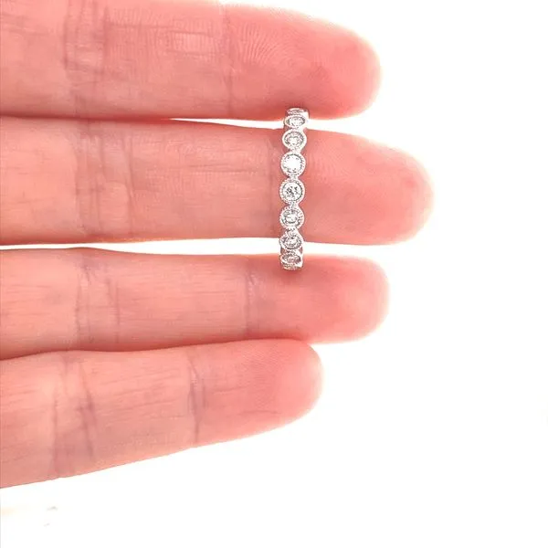 14K White Gold Millgrain Bezel Diamond Band, 0.50cttw Image 2 Jaymark Jewelers Cold Spring, NY