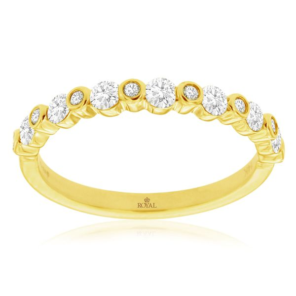 14K Yellow Gold Alternating Bar and Bezel Diamond Band Jaymark Jewelers Cold Spring, NY