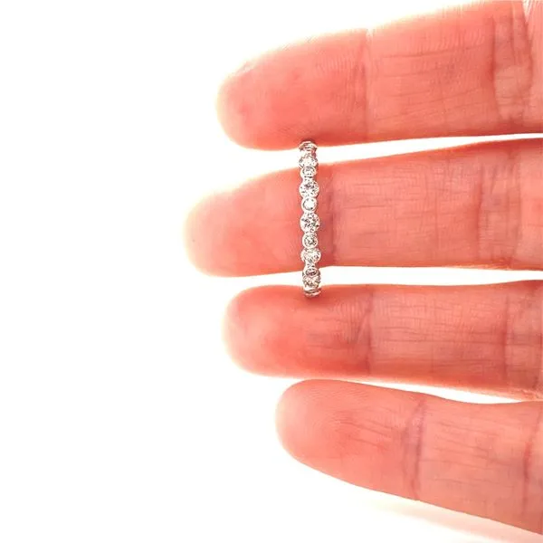 14K White Gold Alternating Bar and Bezel Diamond Band Image 2 Jaymark Jewelers Cold Spring, NY