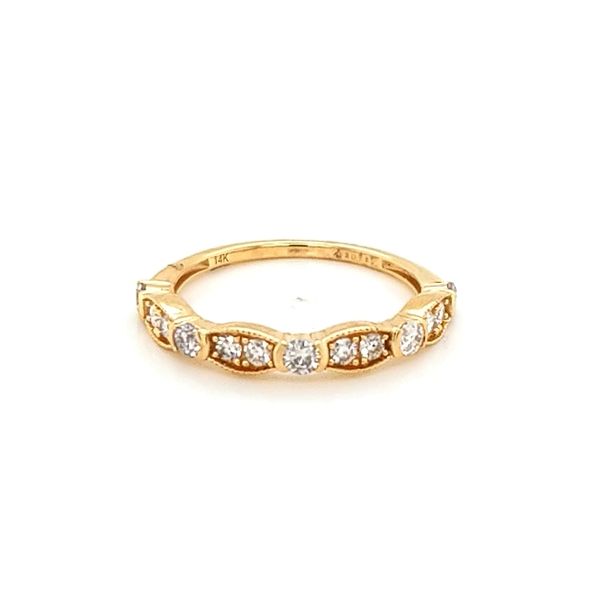 14K Yellow Gold Vintage Style Pave Bezel Diamond Band Jaymark Jewelers Cold Spring, NY