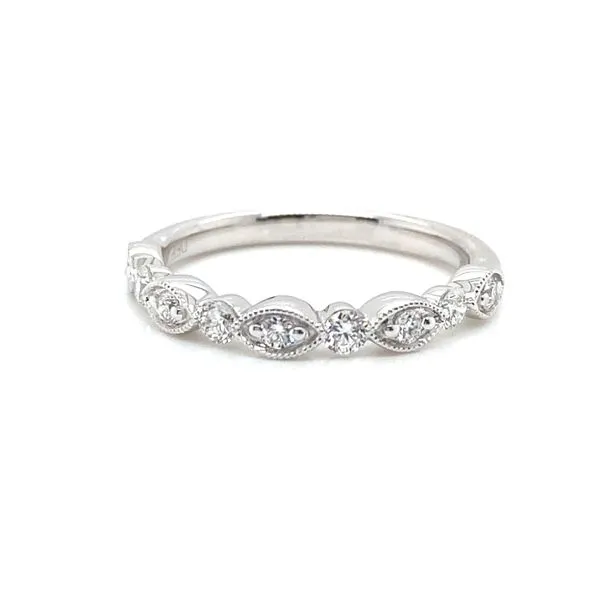 14K White Gold Milgrain Diamond Band, 0.34cttw Jaymark Jewelers Cold Spring, NY