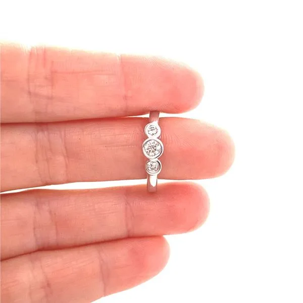 14K White Gold 3-Stone Diamond Band, 0.25cttw Image 3 Jaymark Jewelers Cold Spring, NY