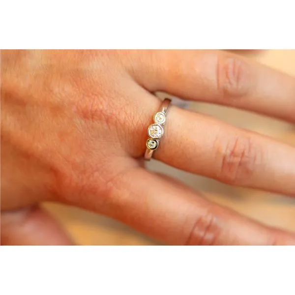 14K White Gold 3-Stone Diamond Band, 0.25cttw Image 4 Jaymark Jewelers Cold Spring, NY