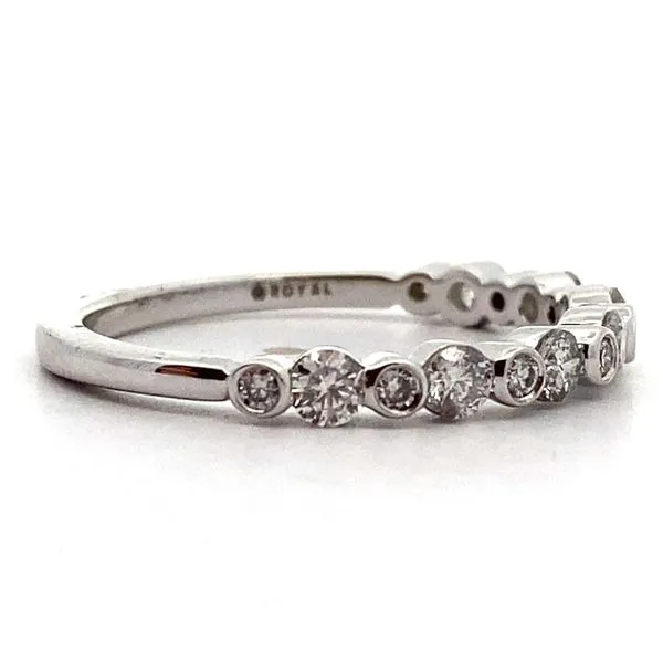 14K White Gold Alternating Bar and Bezel Diamond Band Image 2 Jaymark Jewelers Cold Spring, NY