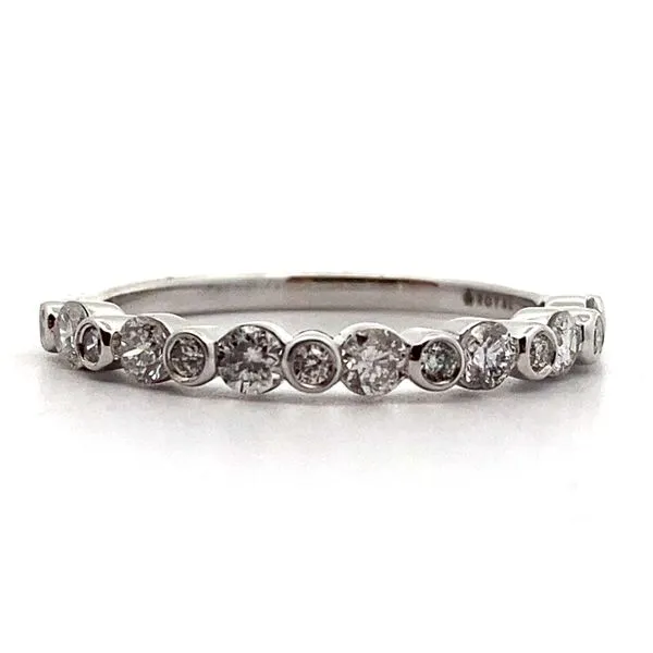 14K White Gold Alternating Bar and Bezel Diamond Band Jaymark Jewelers Cold Spring, NY