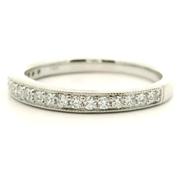 14k white gold classic set diamond pave wedding band Image 2 Jaymark Jewelers Cold Spring, NY
