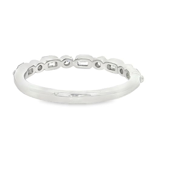 14K White Gold Emerald Cut and Round Diamond Band Image 3 Jaymark Jewelers Cold Spring, NY