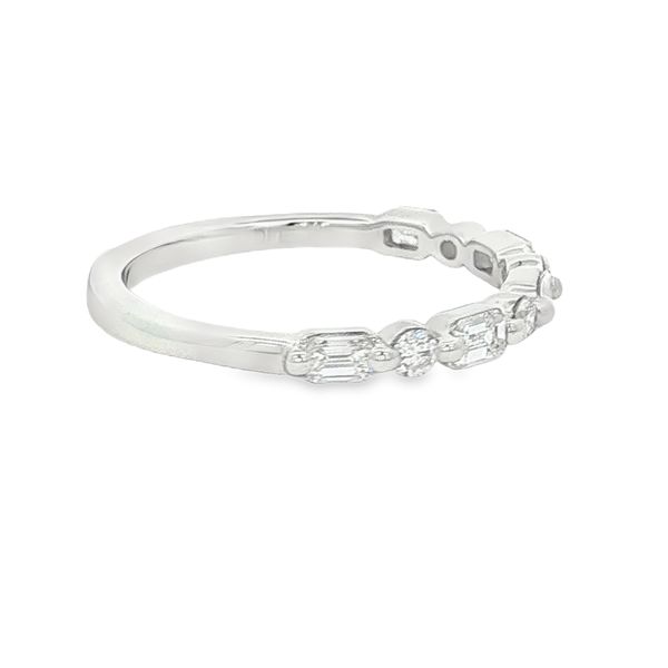 14K White Gold Emerald Cut and Round Diamond Band Image 4 Jaymark Jewelers Cold Spring, NY