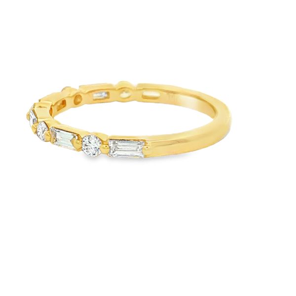 14K Yellow Gold Emerald Cut and Round Diamond Band Image 2 Jaymark Jewelers Cold Spring, NY