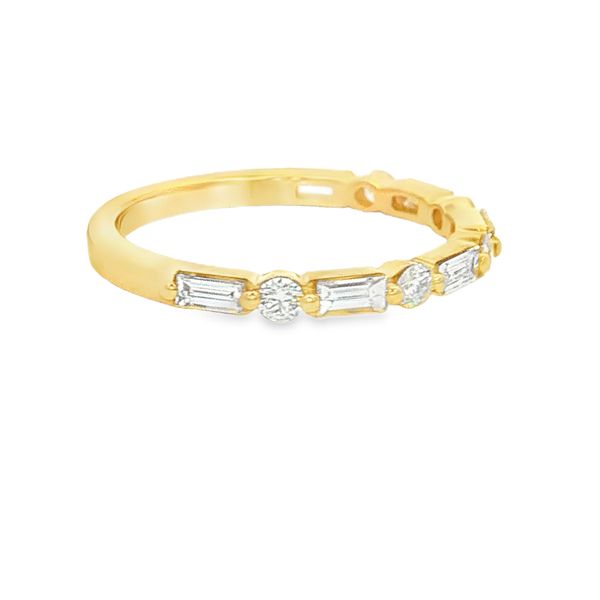 14K Yellow Gold Emerald Cut and Round Diamond Band Image 4 Jaymark Jewelers Cold Spring, NY