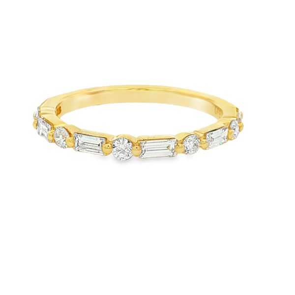 14K Yellow Gold Emerald Cut and Round Diamond Band Jaymark Jewelers Cold Spring, NY