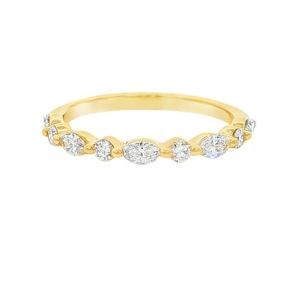 14K Yellow Gold Oval and Round Diamond Band Jaymark Jewelers Cold Spring, NY