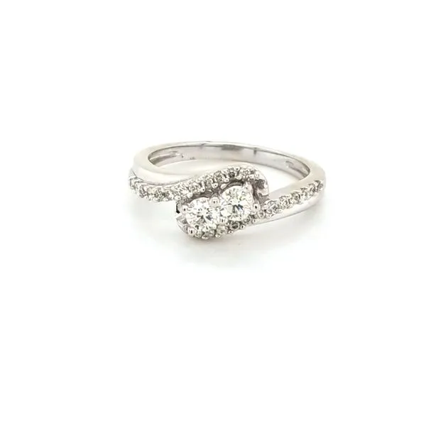 14K White Gold Two Stone Diamond Bypass Ring Image 2 Jaymark Jewelers Cold Spring, NY