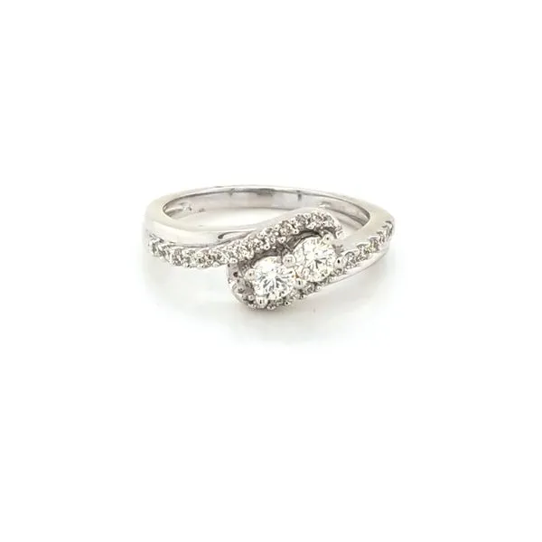 14K White Gold Two Stone Diamond Bypass Ring Image 3 Jaymark Jewelers Cold Spring, NY