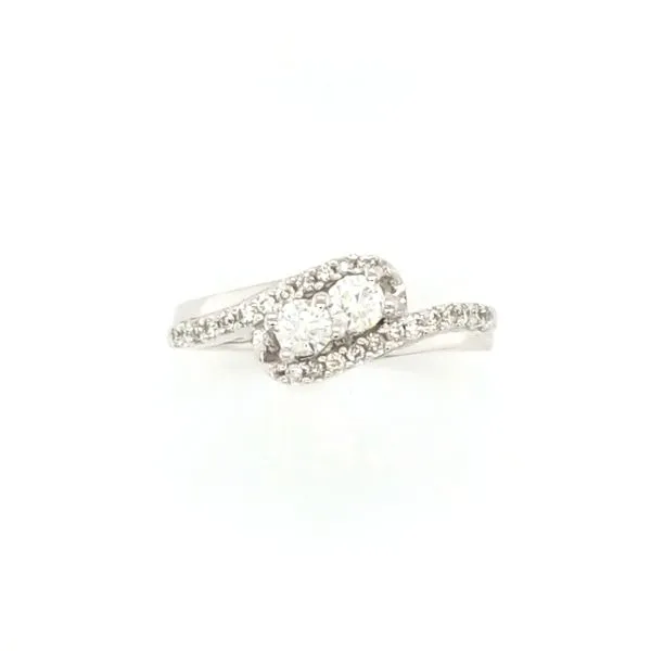 14K White Gold Two Stone Diamond Bypass Ring Jaymark Jewelers Cold Spring, NY
