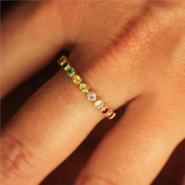 14K Yellow Gold Multi-Sapphire Stackable Ring Image 4 Jaymark Jewelers Cold Spring, NY