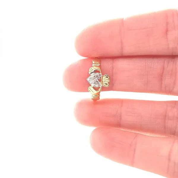 14K Two Tone Gold Diamond Claddagh Ring Image 2 Jaymark Jewelers Cold Spring, NY