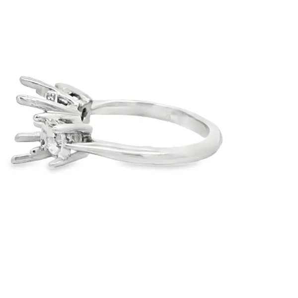 14K White Gold Three Stone Hidden Halo Mounting- Ring Only Image 2 Jaymark Jewelers Cold Spring, NY