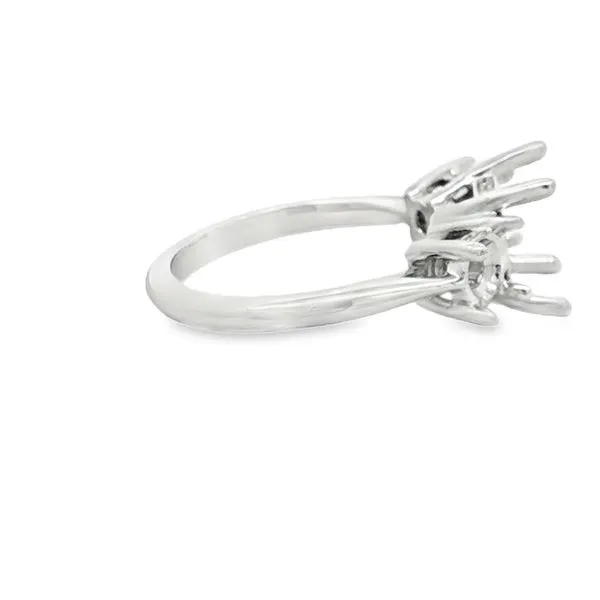 14K White Gold Three Stone Hidden Halo Mounting- Ring Only Image 3 Jaymark Jewelers Cold Spring, NY