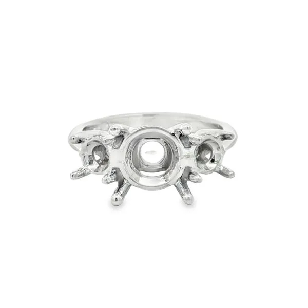 14K White Gold Three Stone Hidden Halo Mounting- Ring Only Jaymark Jewelers Cold Spring, NY