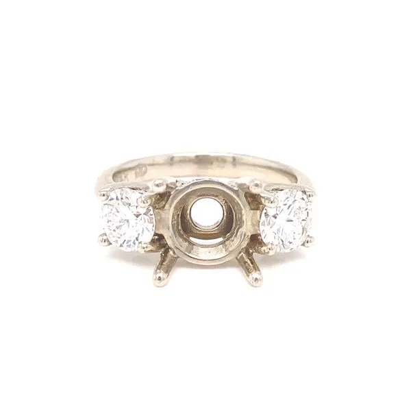 14K White Gold Three Stone Hidden Halo Mounting Jaymark Jewelers Cold Spring, NY