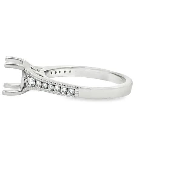 14K White Gold Milgrain Diamond Mounting Image 2 Jaymark Jewelers Cold Spring, NY