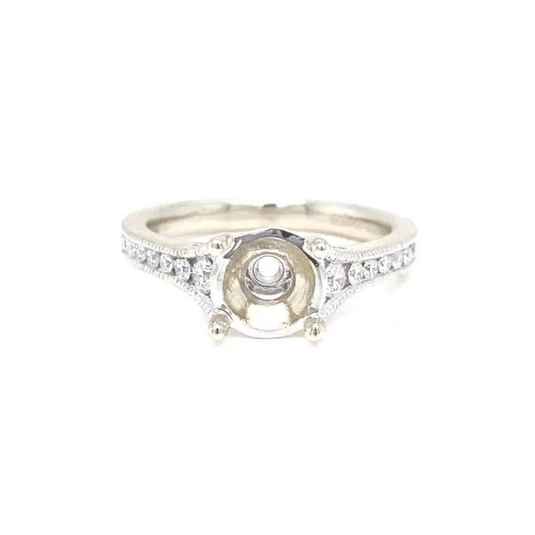 14K White Gold Milgrain Diamond Mounting Jaymark Jewelers Cold Spring, NY
