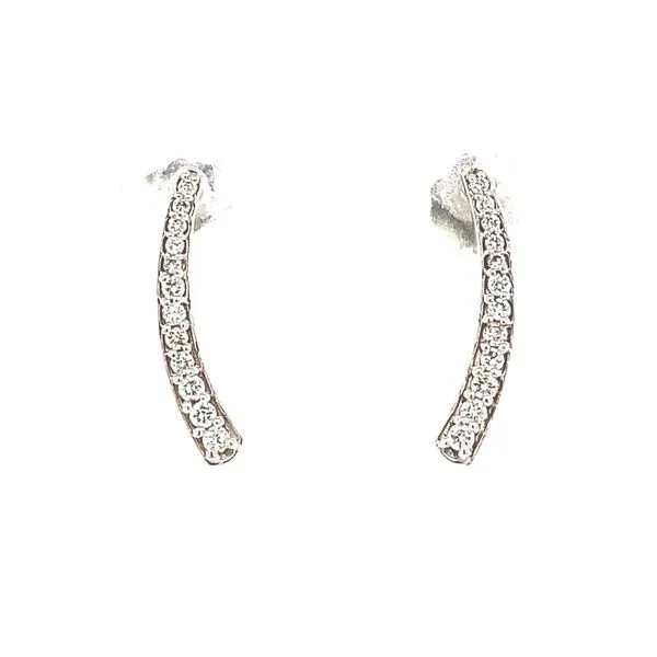 14K White Gold Diamond Cuff Earrings Jaymark Jewelers Cold Spring, NY