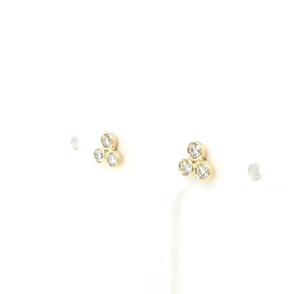 14K Yellow Gold Diamond Bezel Trio Studs Image 2 Jaymark Jewelers Cold Spring, NY