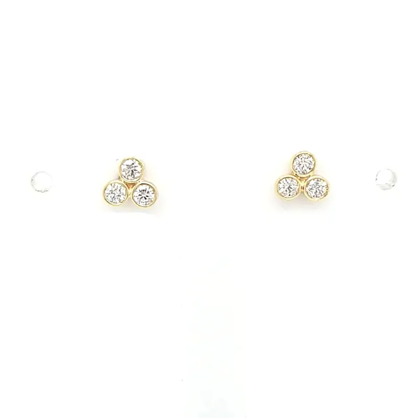 14K Yellow Gold Diamond Bezel Trio Studs Jaymark Jewelers Cold Spring, NY