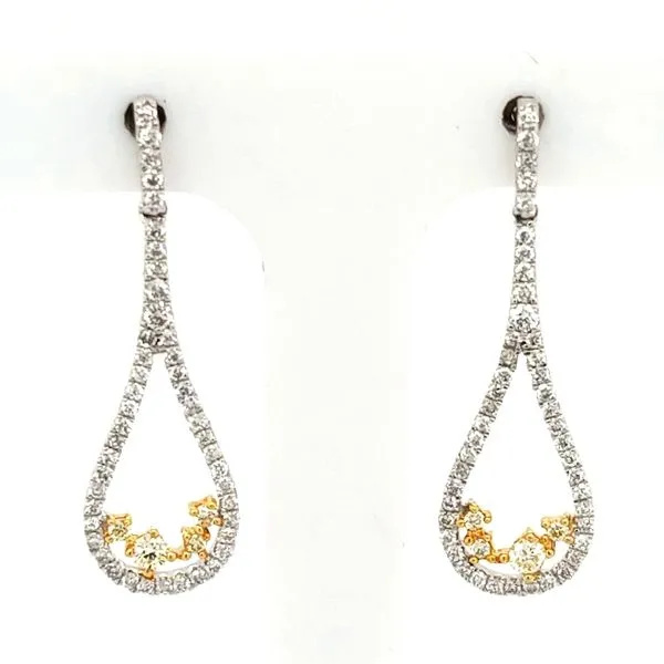 14K Two Tone Diamond Dangle Earrings Jaymark Jewelers Cold Spring, NY