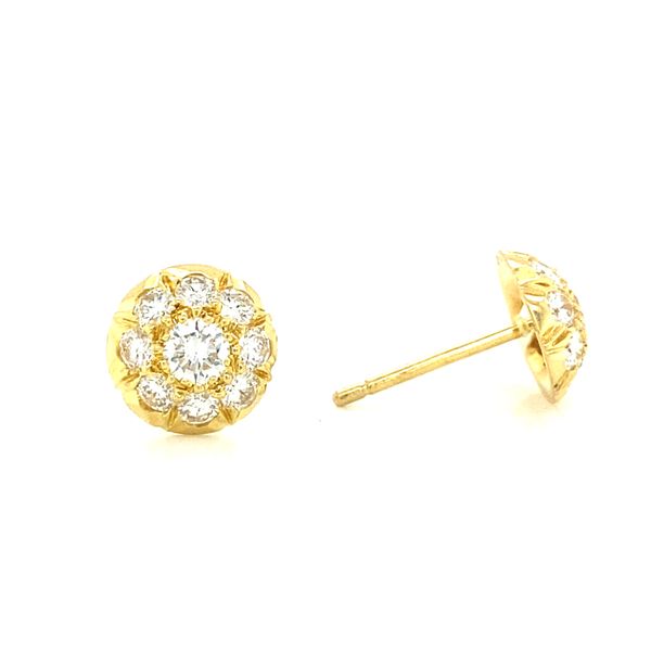 18K Yellow Gold Diamond Cluster Earrings Image 3 Jaymark Jewelers Cold Spring, NY