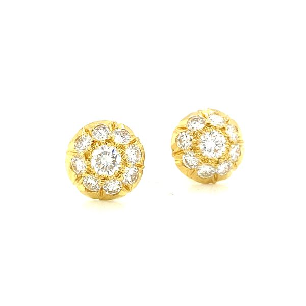 18K Yellow Gold Diamond Cluster Earrings Jaymark Jewelers Cold Spring, NY