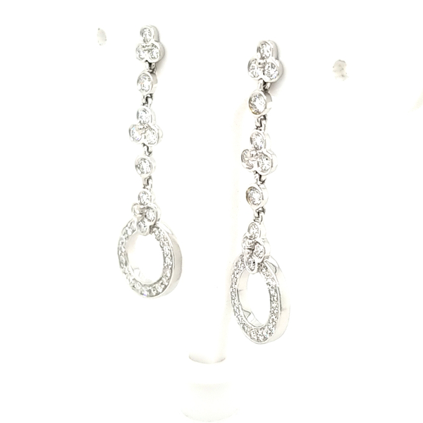 Platinum Diamond Dangle Earrings Image 2 Jaymark Jewelers Cold Spring, NY