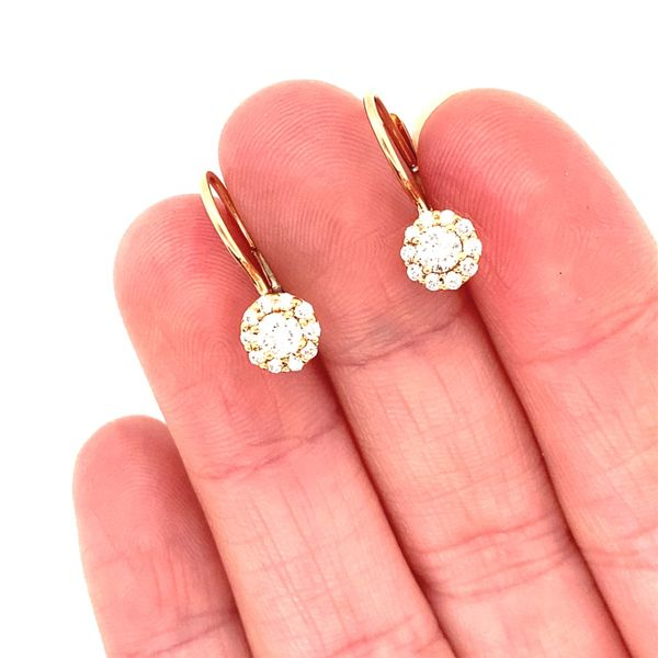 18K Rose Gold Diamond Cluster Dangle Earrings Image 2 Jaymark Jewelers Cold Spring, NY