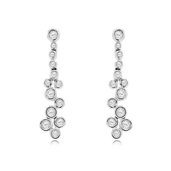 14K White Gold Diamond Dangle Earrings Jaymark Jewelers Cold Spring, NY