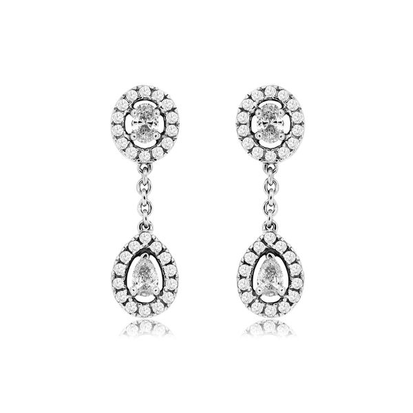 14K White Gold Diamond Dangle Earrings Jaymark Jewelers Cold Spring, NY