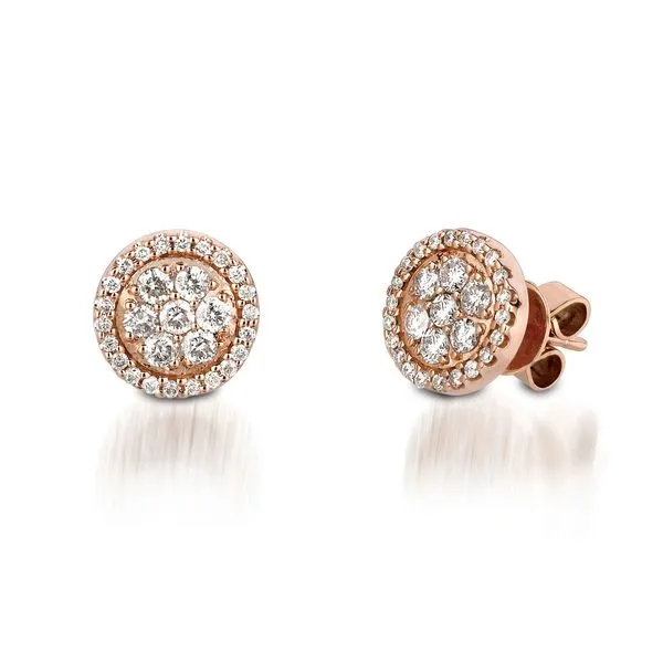 14K Rose Gold Diamond Cluster Earrings Jaymark Jewelers Cold Spring, NY