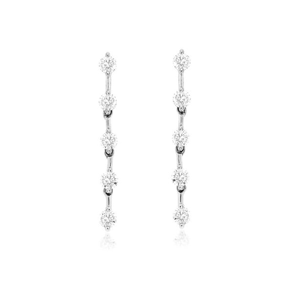 14K White Gold Diamond Dangle Earrings Jaymark Jewelers Cold Spring, NY