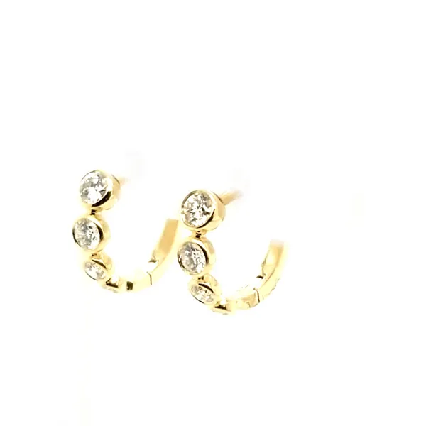 14K Yellow Gold Diamond Hoop Earrings Image 2 Jaymark Jewelers Cold Spring, NY