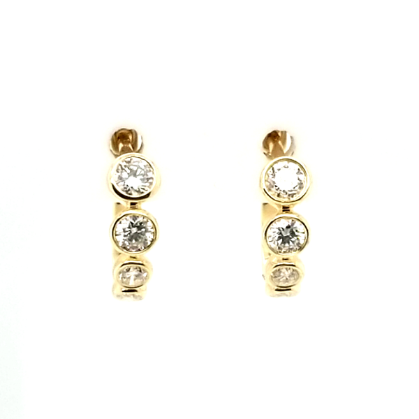 14K Yellow Gold Diamond Hoop Earrings Jaymark Jewelers Cold Spring, NY
