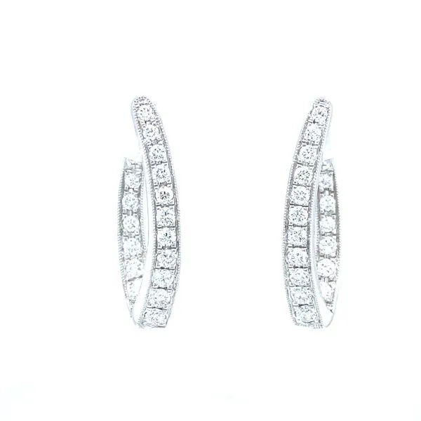 18K White Gold Inside/Out Hoop Earrings Jaymark Jewelers Cold Spring, NY