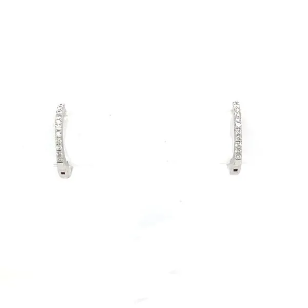 14K White Gold Diamond Hoop Earrings Jaymark Jewelers Cold Spring, NY