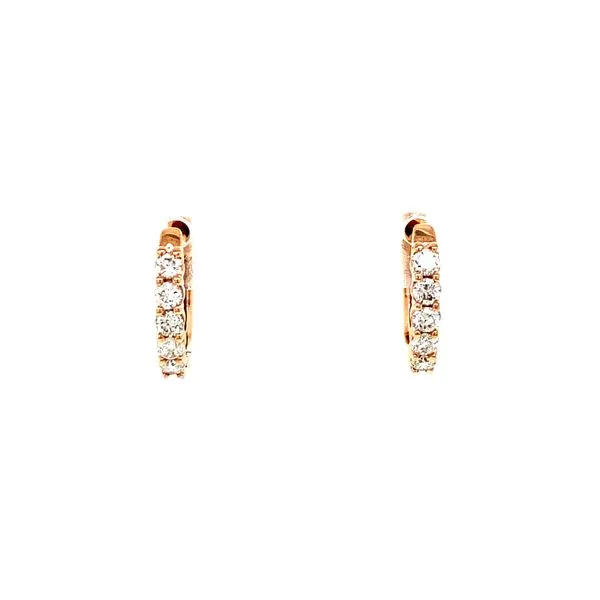 14K Rose Gold Petite Diamond Hoop Earrings Jaymark Jewelers Cold Spring, NY