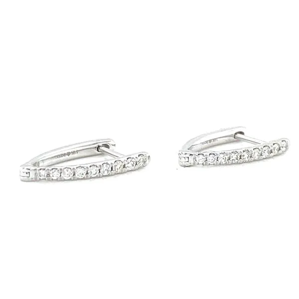 14K White Gold Petite Diamond Hoop Earrings Image 2 Jaymark Jewelers Cold Spring, NY
