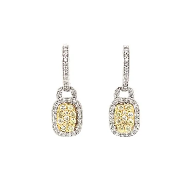 14K Two Tone Gold Yellow and White Diamond Dangle Earrings Jaymark Jewelers Cold Spring, NY