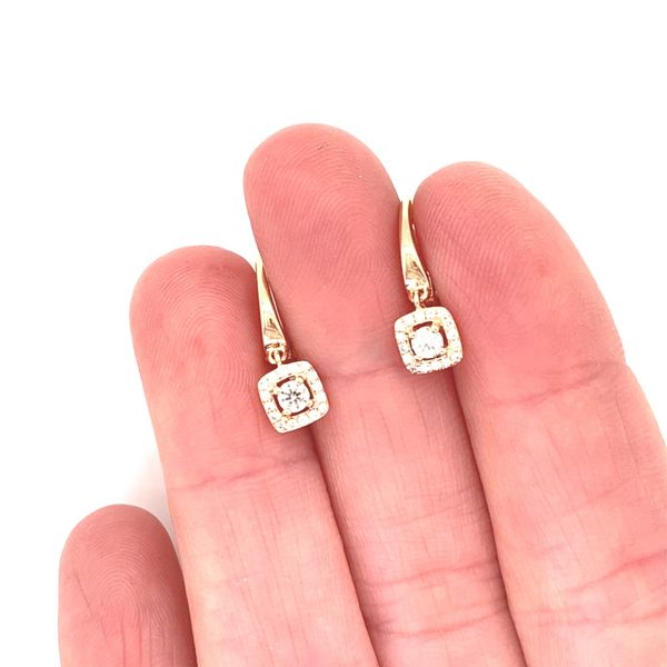 14K Rose Gold Diamond Dangle Earrings Image 2 Jaymark Jewelers Cold Spring, NY