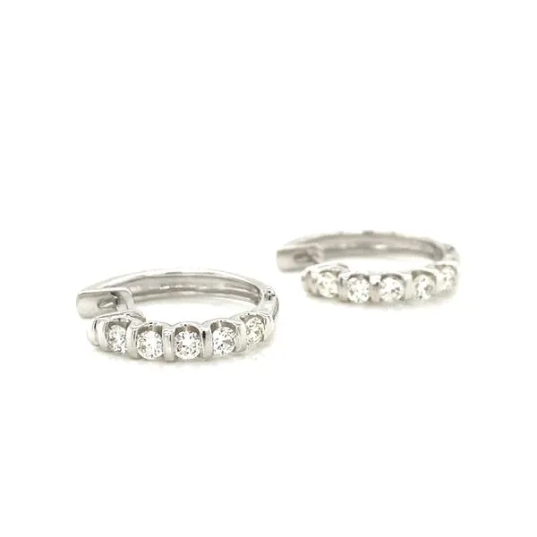 14K White Gold Diamond Hoop Earrings Jaymark Jewelers Cold Spring, NY