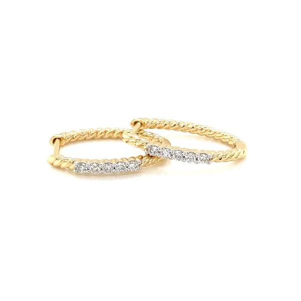 14K Yellow Gold Oval Diamond Hoop Earrings Jaymark Jewelers Cold Spring, NY