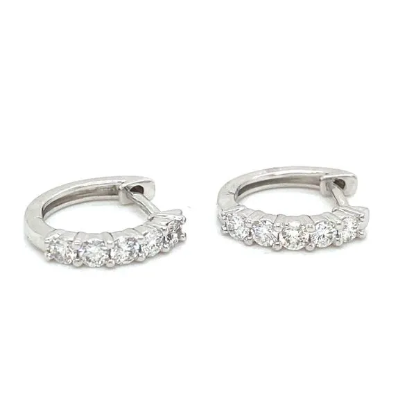 14K White Gold Diamond Hoop Earrings Image 2 Jaymark Jewelers Cold Spring, NY
